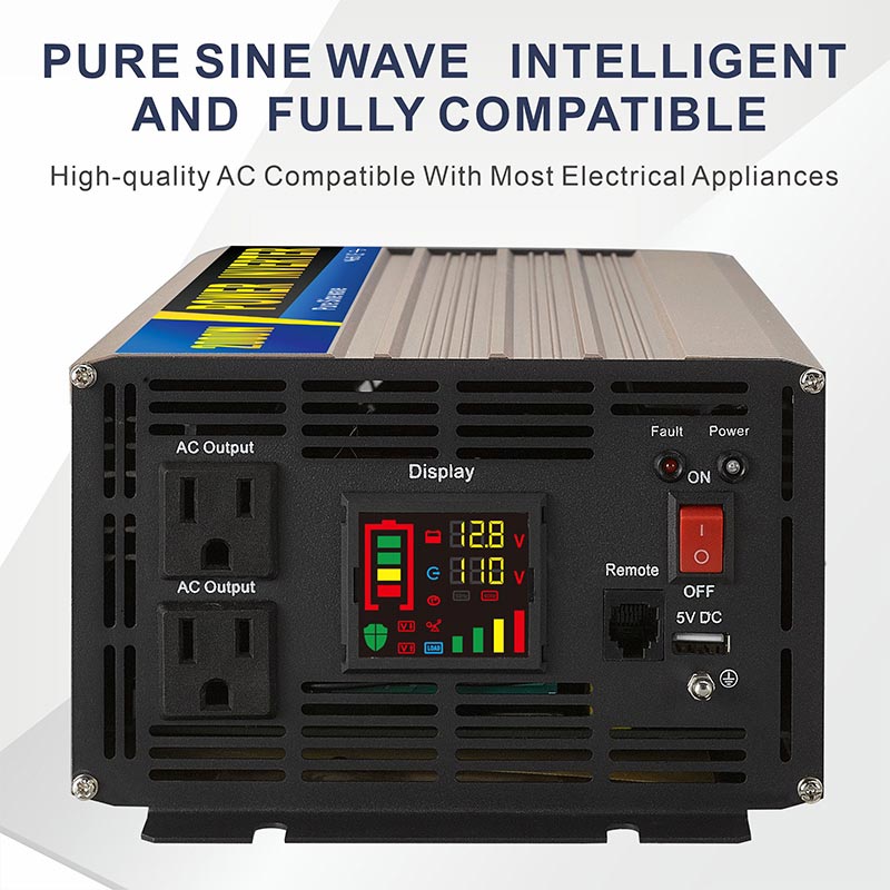 2000W 2KW Power Inverter 12V 24V 48VDC Solar Pure Sine Wave Inverter With Intelligent Digital Display